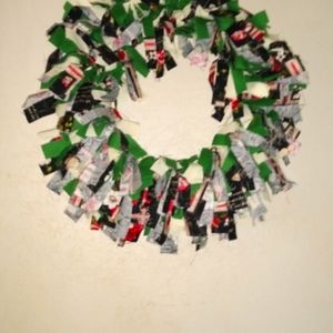 #31 Red Cross and Flowers Round Fabric Wreath